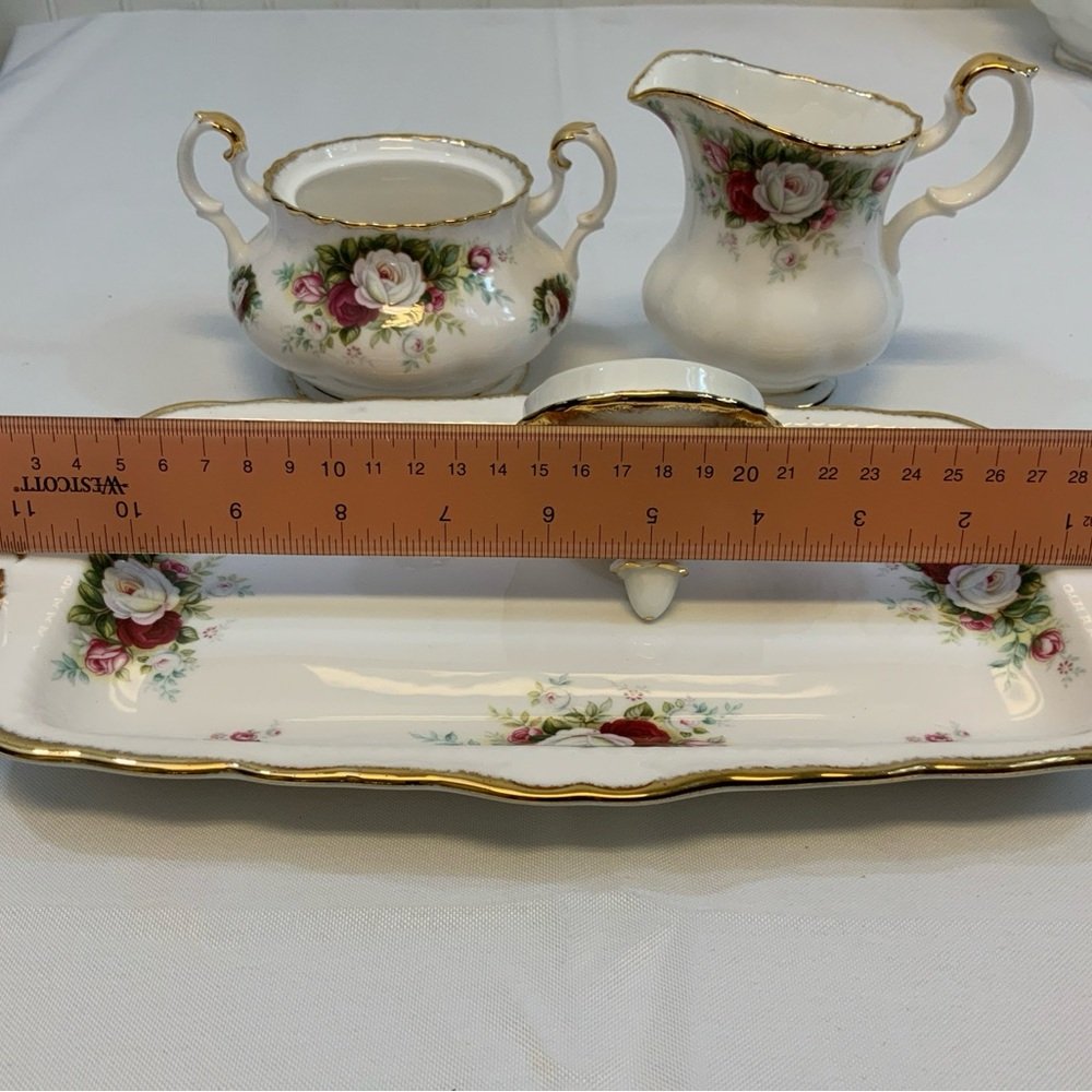 Royal Albert, Bone china, Celebration 1969 set sugar and tray cream, vintage - Picture 8 of 10